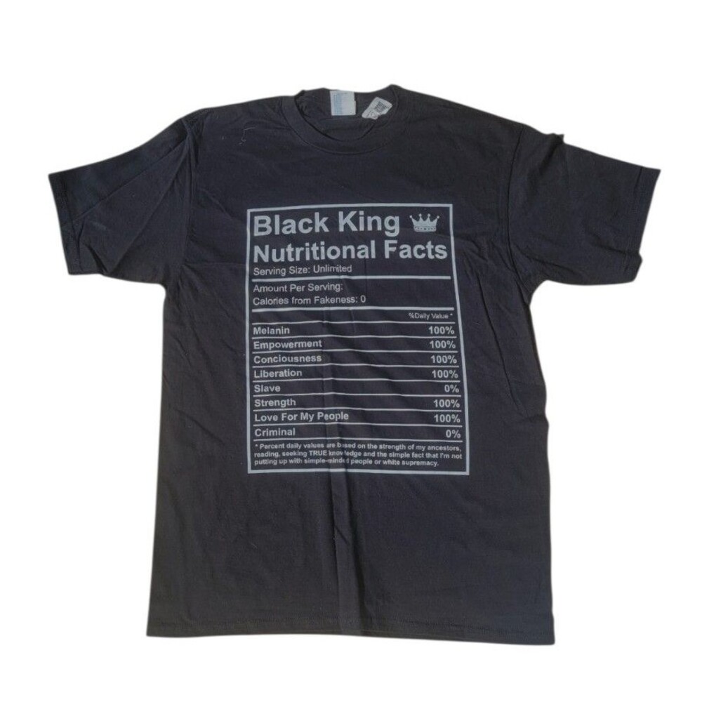 Black King Nutritional Facts Black T-Shirt Brand New Men's Medium